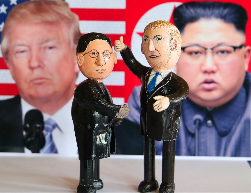 North Korean and US leaders brought to life in eggshell figurines
