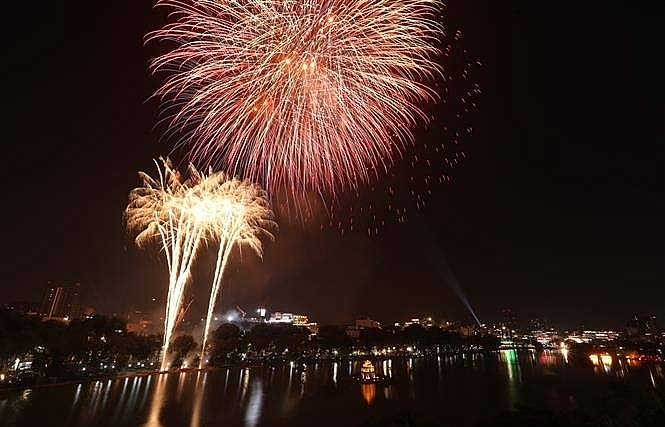 Fireworks light up sky on New Year Eve