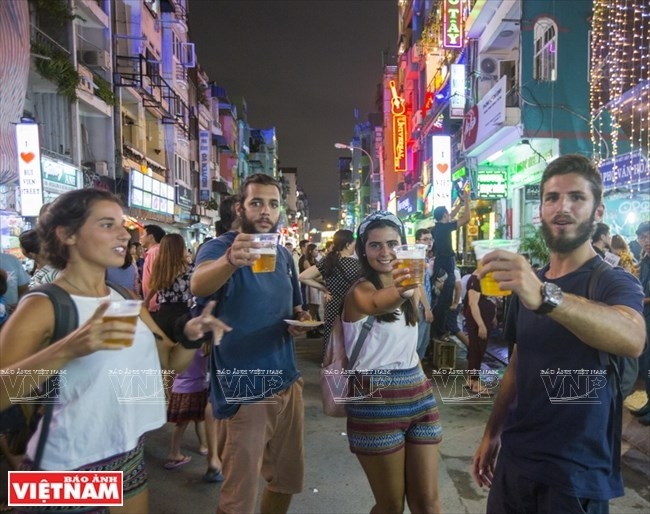 bustling street for foreigners in hcm city
