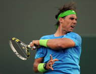 Rafael Nadal of Spain, seen in action during his match against compatriot Marcel Granollers at the Indian Wells Tennis Garden, on March 13, in Indian Wells, California. Nadal won 6-1, 6-4. 