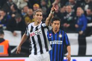 Juventus' defender Martin Caceres celebrates after scoring during their Seria A football match between Juventus and Inter at the 