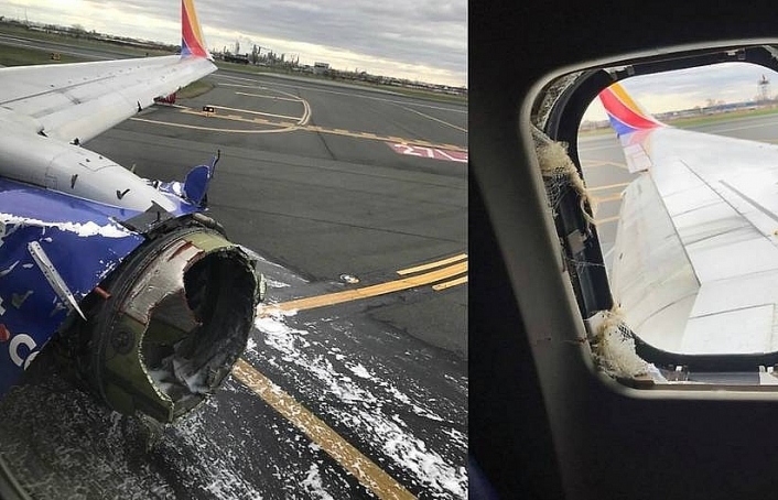 Passenger nearly 'sucked out' and killed after engine breaks apart on Southwest flight