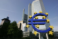 European Central Bank (ECB) headquarters in Frankfurt. European Central Bank policymakers, meeting in Spain at the heart of the eurozone debt storm, held borrowing costs at historic lows Thursday to help keep economic growth alive.