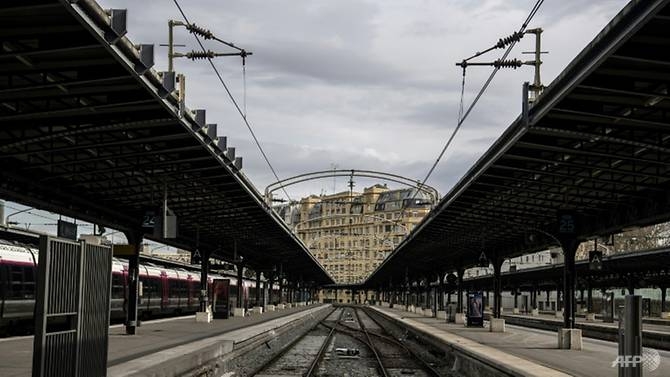 french public sector rail workers go on strike