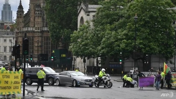 British PM Johnson's car hit in collision outside parliament