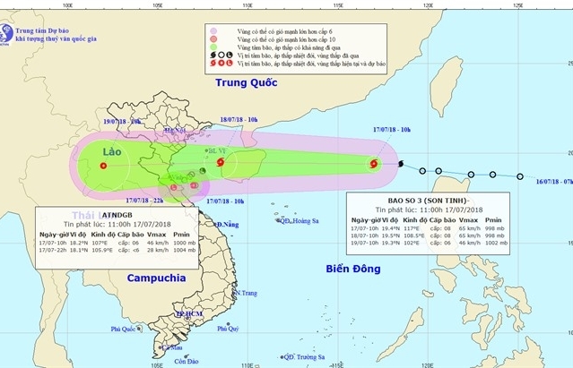 Storm Son Tinh hits East Sea, brings heavy rain to northern and central Vietnam
