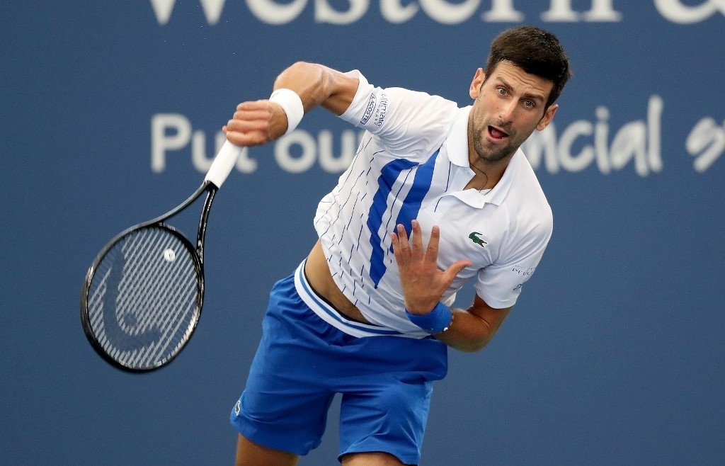 Djokovic in action on day one at US Open bubble