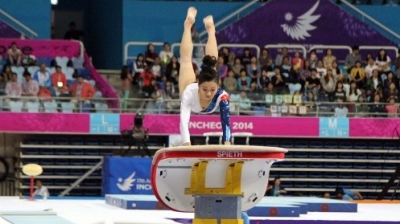 Phan Thi Ha Thanh in the women's vault final.