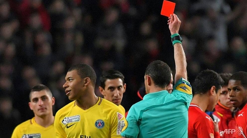 psg star mbappe banned for three matches after red card