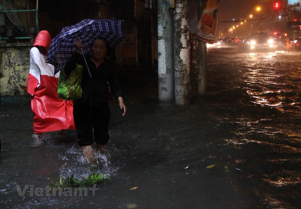 ho chi minh city seriously flooded due to storm usagi