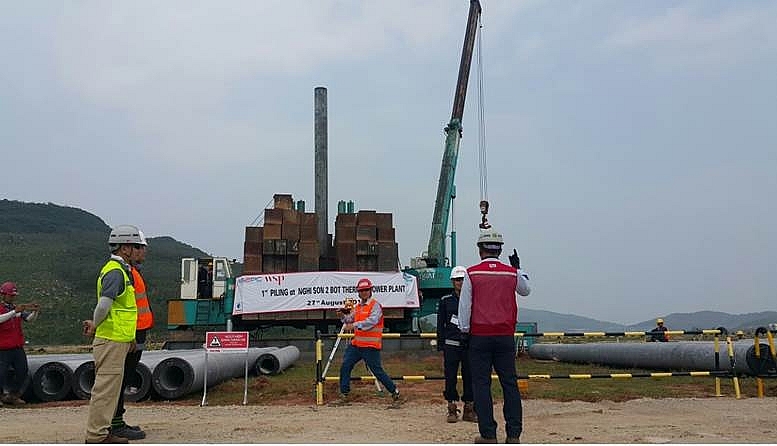 doosan drives the first pile for the nghi son 2 thermal power plant