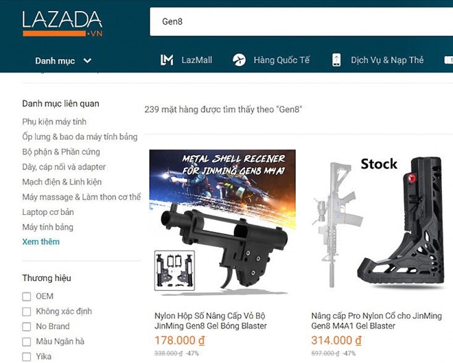 Lazada to be inspected for selling guns and components