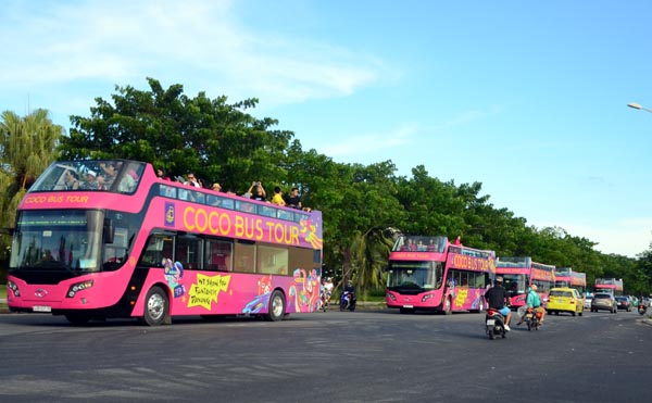 first coco bus double deckers now cruising in danang