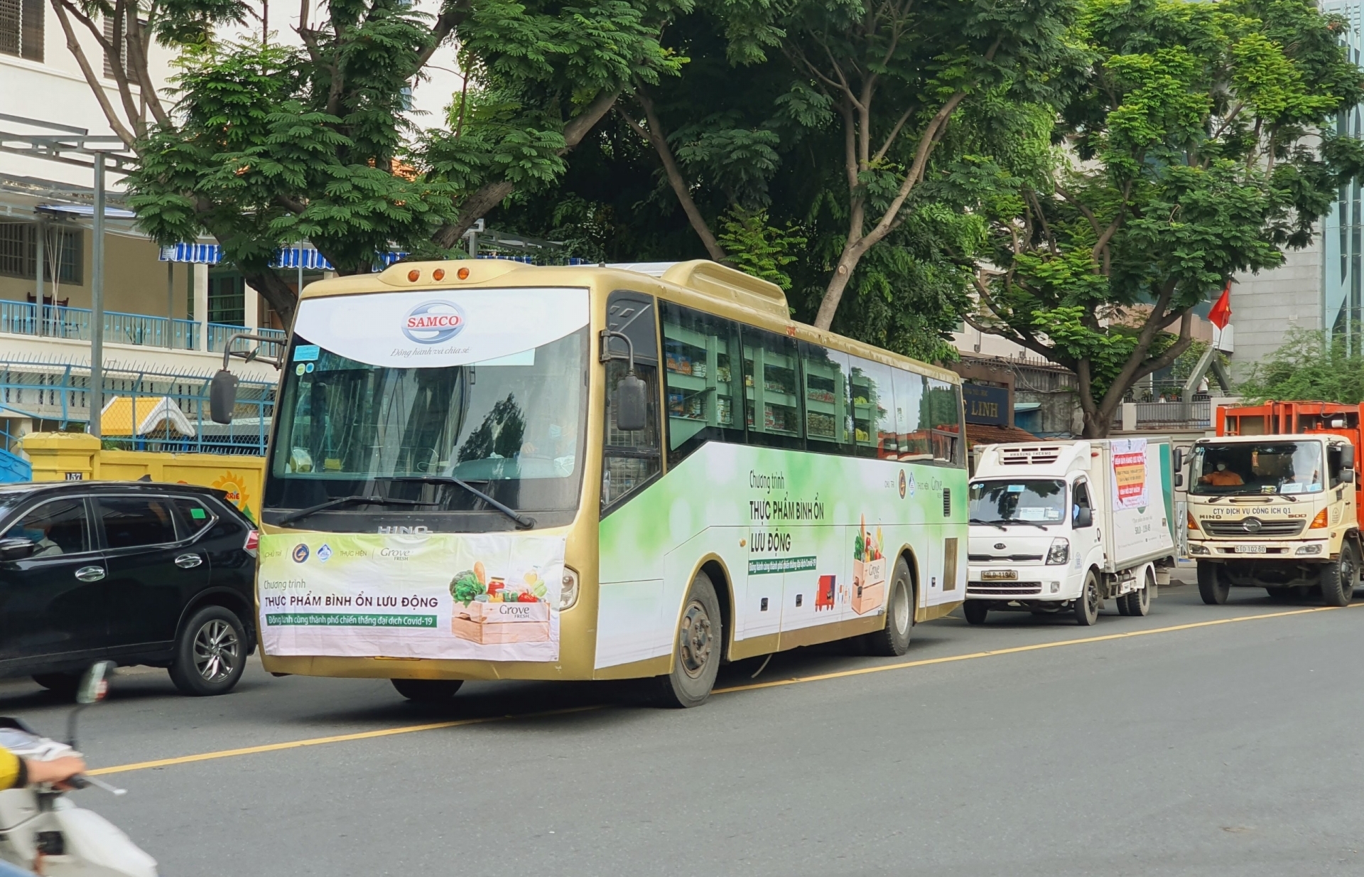 bus converted to mini supermarkets to sell food in ho chi minh city