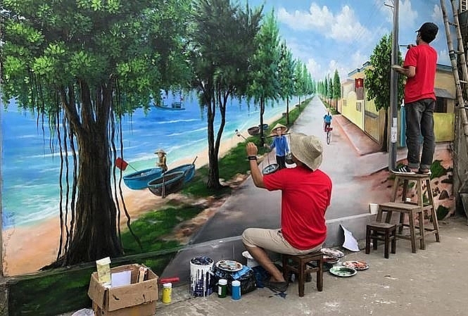 quang binh introduces the 7th mural village in vietnam