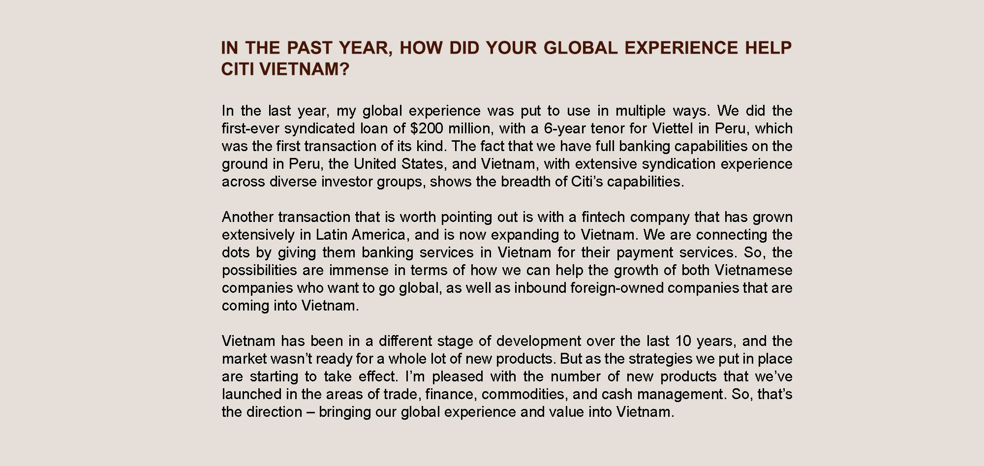 Citi supporting Vietnam in connecting the global dots