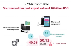 Six commodities post export value of 10 billion USD