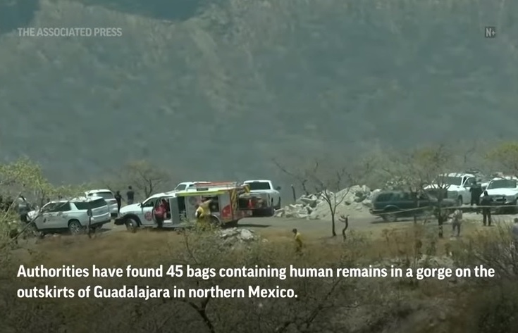 Mexico police find 45 bags with human body parts in ravine