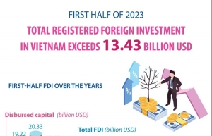 Vietnam attracts over 13.4 billion USD in FDI in H1