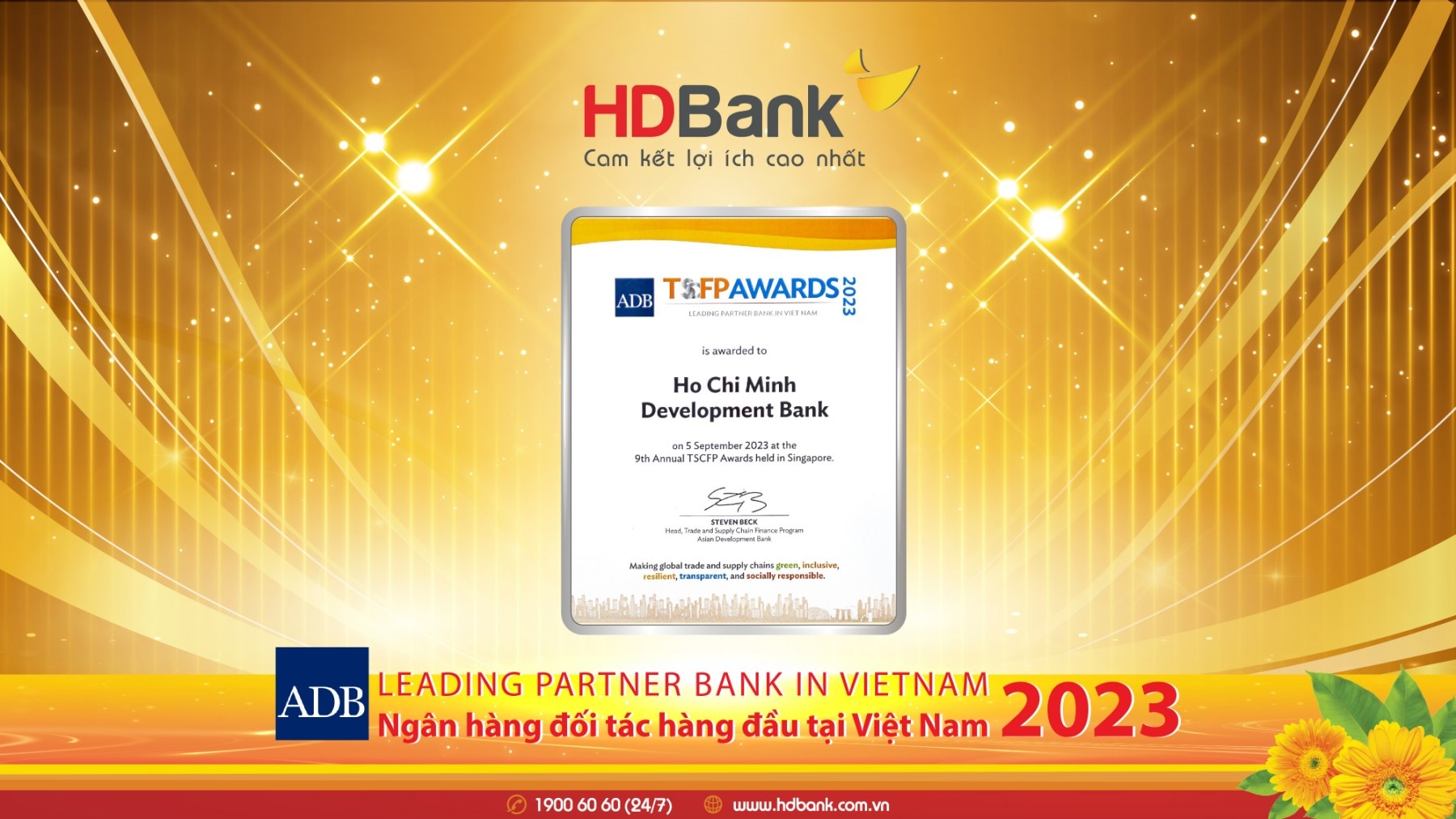 HDBank is honoured as ADB's leading partner bank in Vietnam