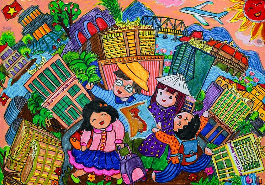 The first prize-winning artwork 'I Dream of Traveling with Muong Thanh During Summer Vacation' in the second season