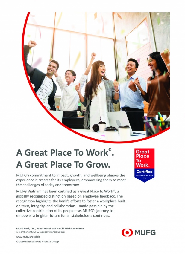 MUFG Vietnam certified a Great Place to Work