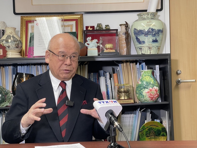 Special Advisor to the Japan – Vietnam Parliamentary Friendship Alliance and former Secretary-General of the Liberal Democratic Party of Japan Takebe Tsutomu in an interview granted to the VNA. (Photo: VNA)