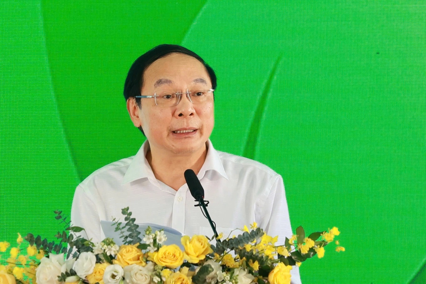 Deputy Minister of Agriculture and Environment Le Cong Thanh speaks at Green Transition Day 2026.