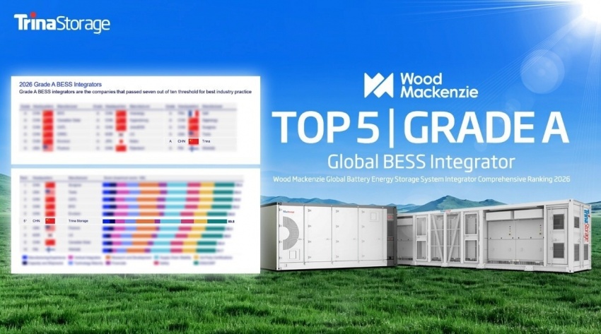 Trina Storage Ranked Among Top 5 Global BESS Integrators and Awarded Grade A Status by Wood Mackenzie