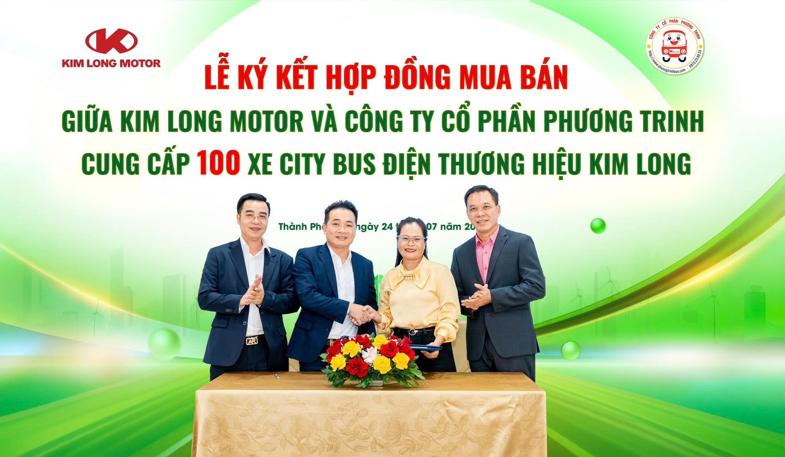 Kim Long Motor to supply 100 electric buses to Phuong Trinh Buslines