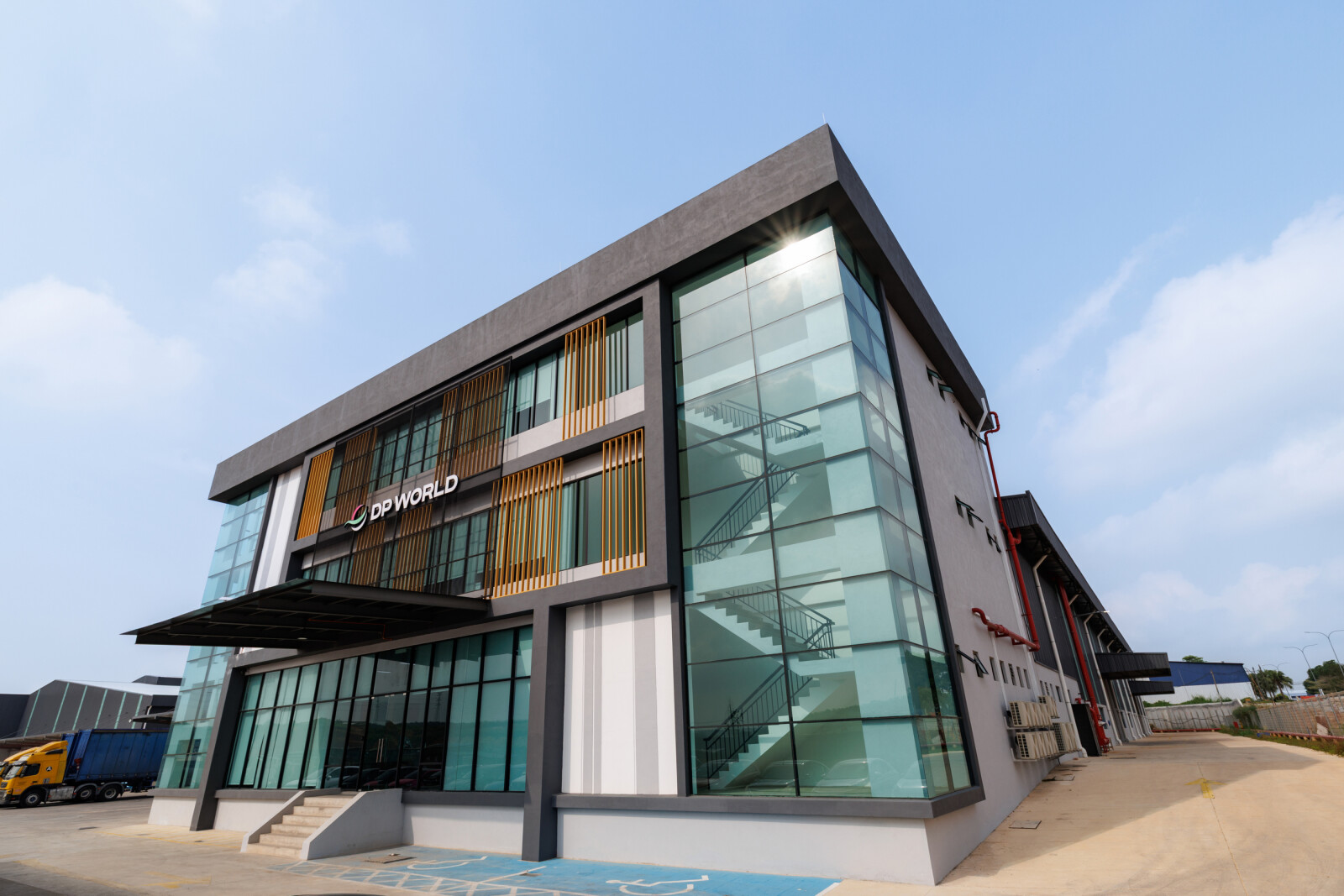 Exterior view of DP World's warehouse facility in Johor, Malaysia.