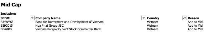 FTSE Russell names 27 Vietnamese stocks in review