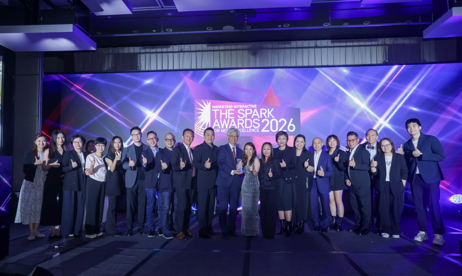 Photo 1: TVB Limited once again earned "Media of the Year" at The Spark Awards 2026. Mr. SIU Sai Wo, General Manager (Business Operations) of TVB Limited (Eleventh right), and the TVB marketing and sales team joined client representatives to celebrate collaborative success.