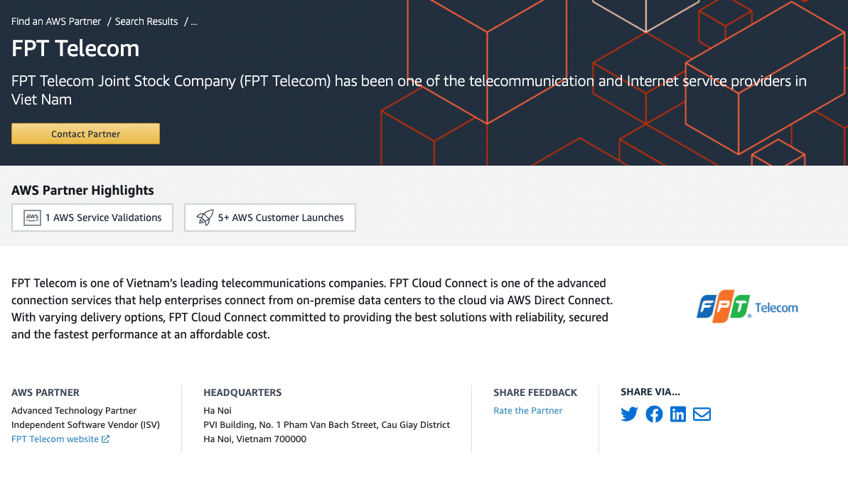 FPT Telecom honoured as Advanced Technology Partner in AWS partner network