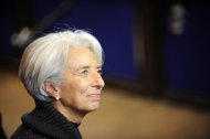 International Monetary Fund head Christine Lagarde has set out a raft of proposals to fight the eurozone crisis, including a bigger rescue fund, lower ECB rates and eurobonds as she warned of dimmer world growth prospects. (AFP Photo/John Thys)