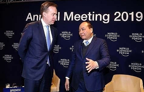 pm questioned about economic outlook growth momentum by wef president