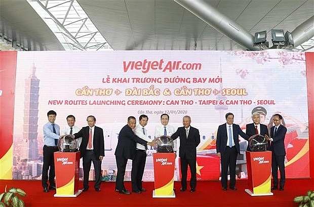 vietjet air launches new routes linking can tho with taiwan rok