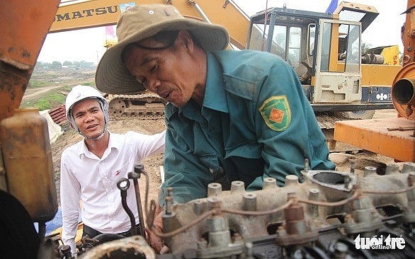 tet far from home for road construction workers