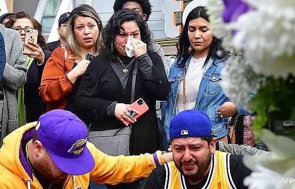 lets go kobe fans gather outside staples center