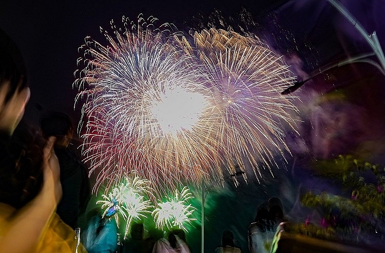 fireworks light up sky on new year eve