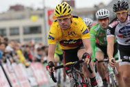 Reigning Tour de France champion Cadel Evans, pictured here in July 2011, says the two-year doping ban for Spanish cyclist Alberto Contador shows the sport is at the forefront in the battle against drugs.