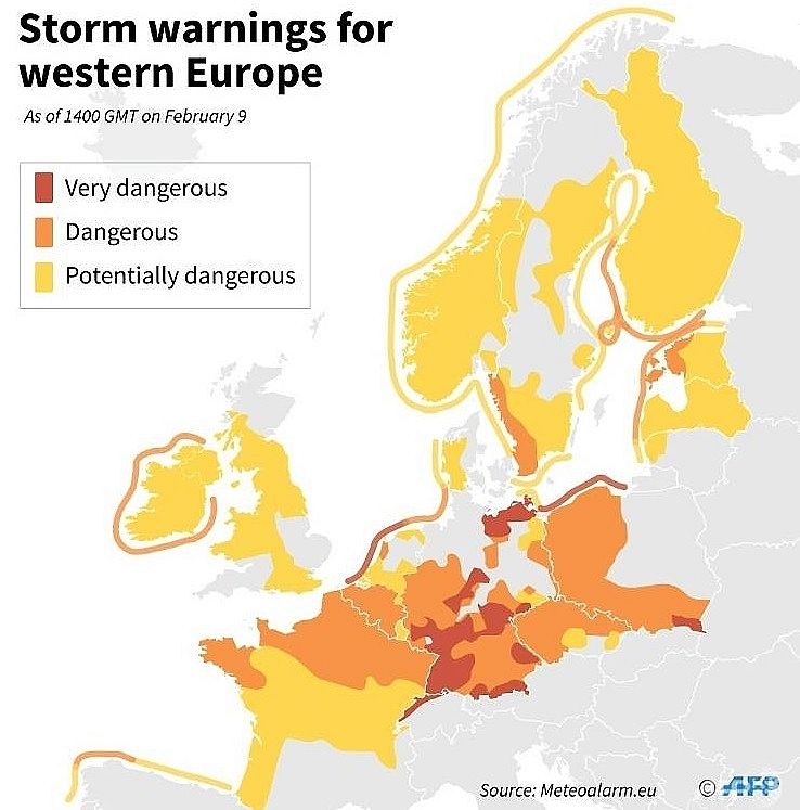 transport disrupted across europe as storm ciara sweeps in