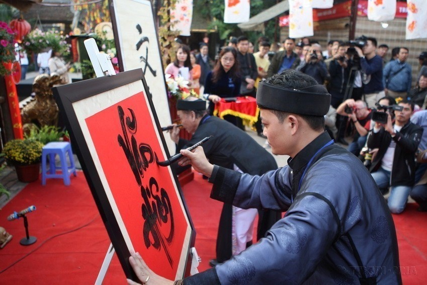 Vietnamese traditional calligraphy during Tet