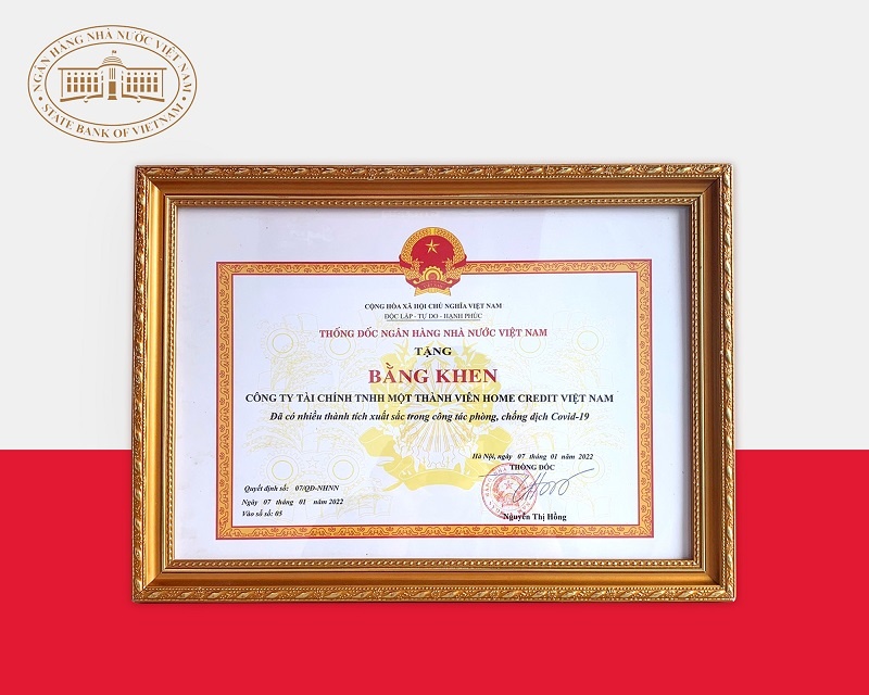 Home Credit awarded certificate of merit by SBV