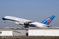 This file photo shows a China Southern Airlines' new Airbus A380 taking off at the Airbus delivery centre in Colomiers, southwestern France, on its delivery day. The European Union will maintain its carbon tax imposed on airlines operating in its airspace, the Danish climate minister said, despite retaliatory trade measures by China