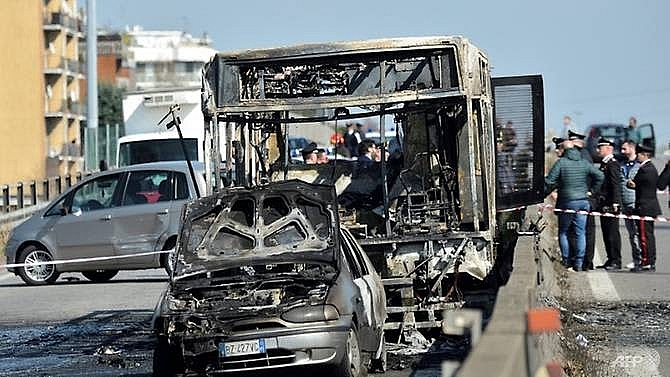 italy in shock after school bus hijack inferno