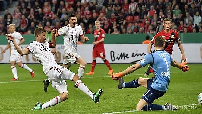 bayern rout leverkusen to cruise into german cup final