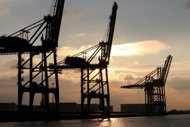 File picture of the port of Le Havre. The French economy posted zero growth in the first quarter of this year following a weak 0.1 percent expansion in the fourth quarter of 2011, the INSEE national statistics institute said Friday, confirming an earlier estimate. (AFP Photo/Kenzo Tribouillard)