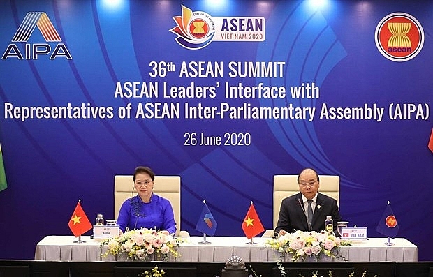 pm na chairwoman attend asean leaders interface with representatives of aipa