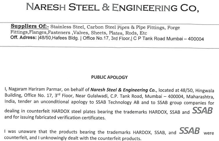 SSAB cracks down on counterfeit Hardox® steel products